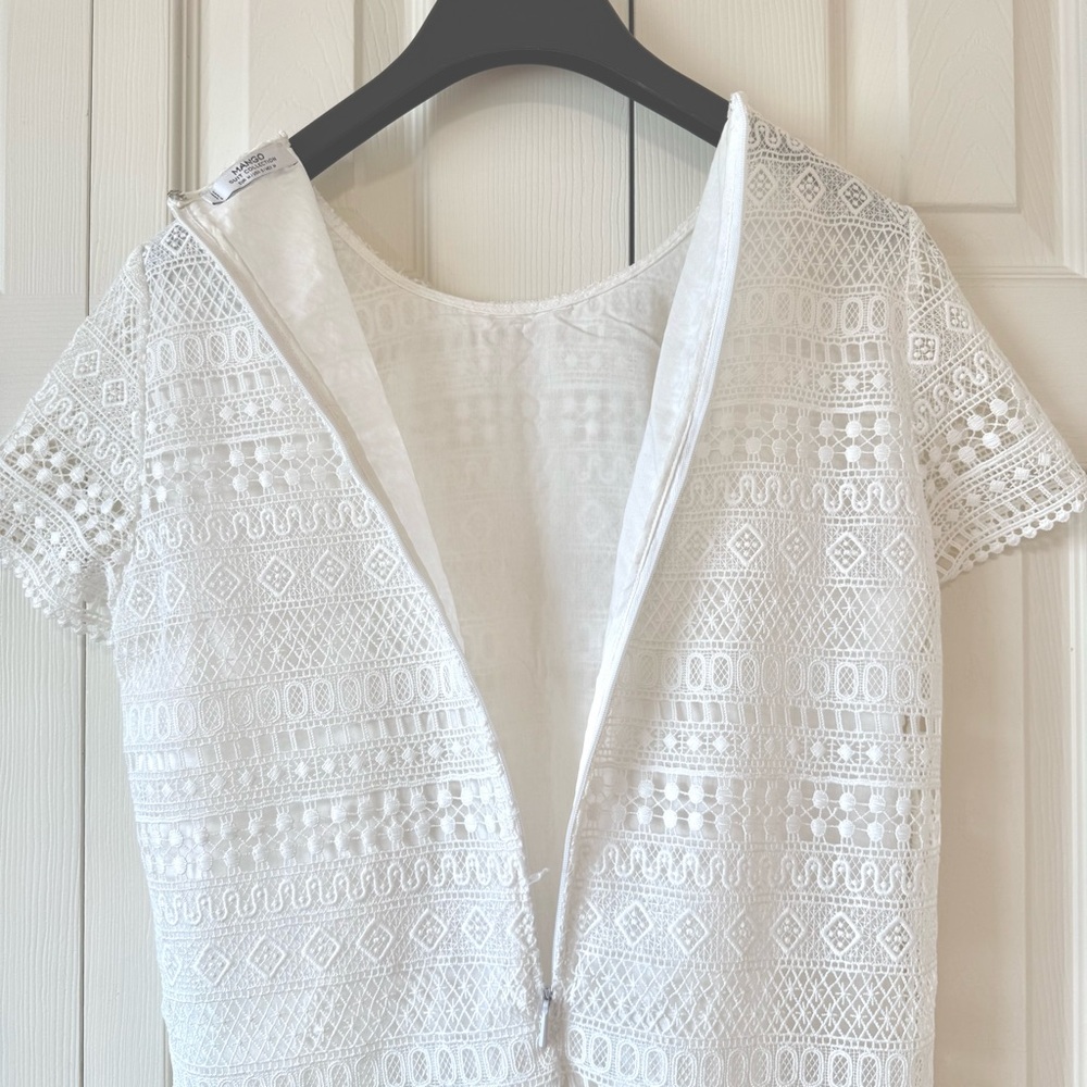 MANGO Elegant White Lace Dress - Picture 12 of 15